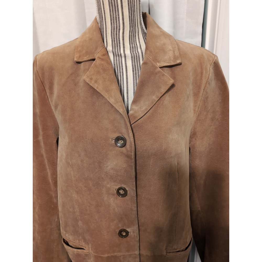 Vintage‎ DENNIS BASSO Women M Suede Leather Jacket Camel Brown Southwestern - Picture 2 of 9